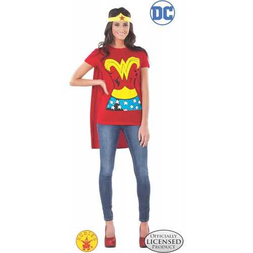  할로윈 용품Rubies Womens DC Comics Wonder Woman T-Shirt with Cape and Headband
