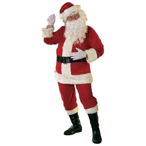  Rubie%27s Rubies Velour Santa Suit With Beard And Wig, RedWhite, X-Large