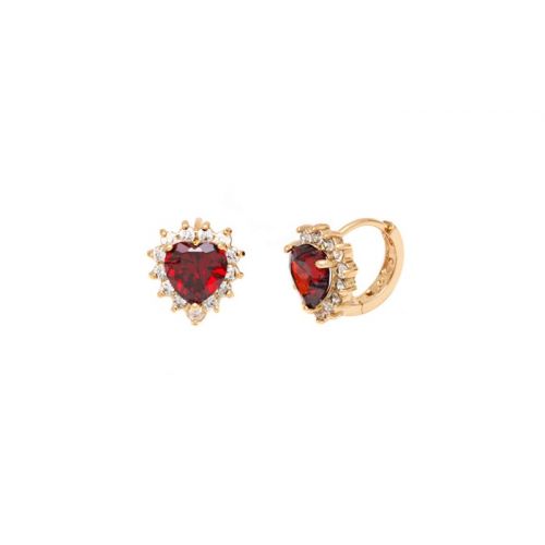  Ruby Heart with Omega Back Closure in 18K Gold