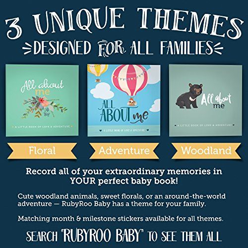  [아마존베스트]RubyRoo Baby First Year Baby Memory Book + Baby Journal. Modern Baby Shower Gift. Keepsake for New Parents to Record Photos + milestones. Five Year Scrapbook + Picture Album. Boy + Girl Babies.
