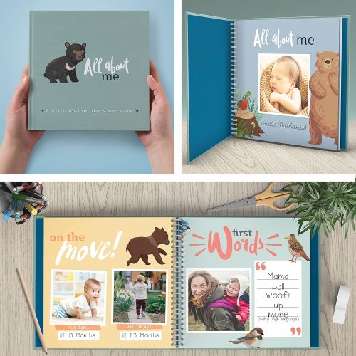  [아마존베스트]RubyRoo Baby First Year Baby Memory Book + Baby Journal. Modern Baby Shower Gift. Keepsake for New Parents to Record Photos + milestones. Five Year Scrapbook + Picture Album. Boy + Girl Babies.