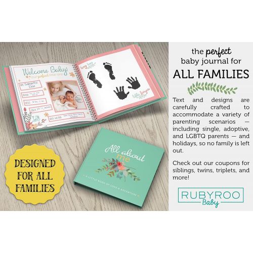  [아마존베스트]RubyRoo Baby First Year Baby Memory Book & Baby Journal. Baby Shower Gift & Keepsake for New Parents to Record Photos & Milestones. Five Year Scrapbook & Picture Album for Boy & Gi