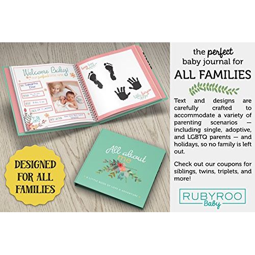  [아마존베스트]RubyRoo Baby First Year Baby Memory Journal Book + Bonus Monthly Milestone Stickers. Baby Shower Gift & Keepsake to Record Photos & Milestones. Five Year Scrapbook & Picture Album for Boy & Gir