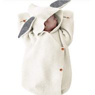 RubyShopUU Baby Blankets Soft Knitted Baby Stroller Covers Rabbit Ear Swaddle Wrap Photography Baby Infant Swaddle Blanket Sleeping Bag