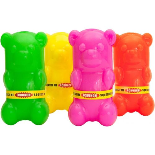  Ruff Dawg Gummy Bear Crunch Rubber Dog Toy Assorted Neon Colors