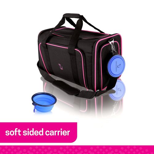  UNLEASHED Ruff n Ruffus Dual Expandable Soft Pet Carrier | Airline Approved | Safe use as pet Car Seat Dogs Cats Small Pets | Two Sided Expandable Kennel Crate | Spacious Soft Inte