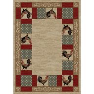 Rug Empire Rustic Lodge Rooster Area Rug, Beige, 26 W x 39 L