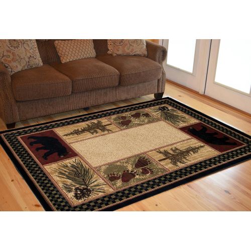  Rug Empire Rustic Lodge Black Bear 2x3 Area Rug, 22x33