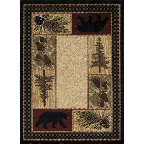  Rug Empire Rustic Lodge Black Bear 2x3 Area Rug, 22x33