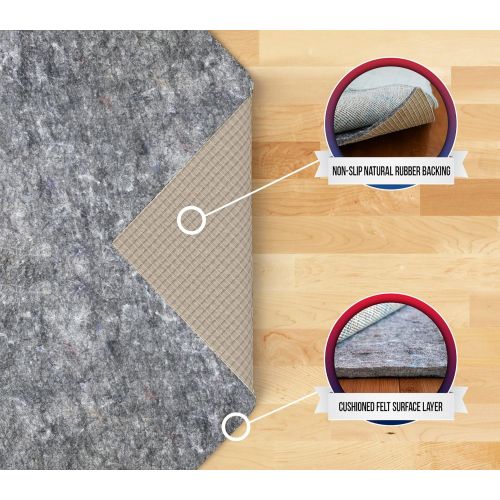  Rug Pad USA AG15-59 Anchor Grip 15 Non Skid Felt Rug Pad, No Slip Rubber Backing, Safe for Hardwood and All Hard Surfaces, 5x9 Feet Rectangle, Off- Off-White