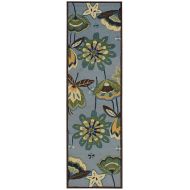 Rug Squared Laurel Floral Rug Runner (LA12), 2-Feet 3-Inches by 8-Feet, Aqua