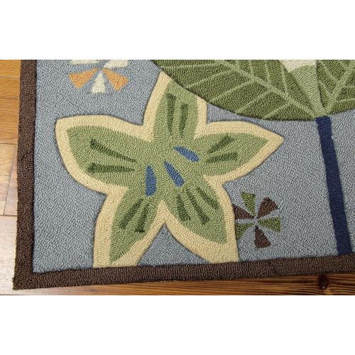  Rug Squared Laurel Floral Rug Runner (LA12), 2-Feet 3-Inches by 8-Feet, Aqua