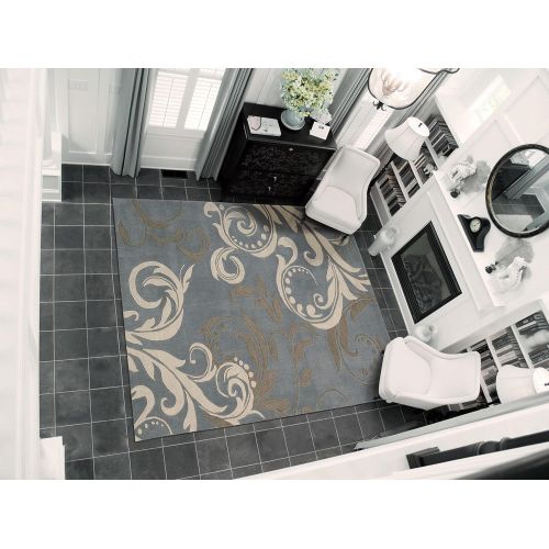  Rug Squared Marietta Contemporary Transitional Area Rug (MRI09), 3-Feet 6-Inches by 5-Feet 6-Inches, Silver