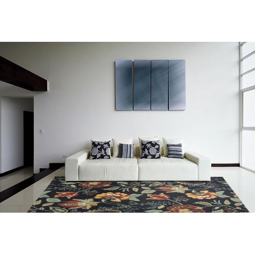  Rug Squared Sea Breeze Floral Area Rug (SEB51), 2-Feet 6-Inches by 4-Feet, Black