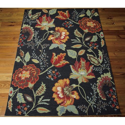  Rug Squared Sea Breeze Floral Area Rug (SEB51), 2-Feet 6-Inches by 4-Feet, Black