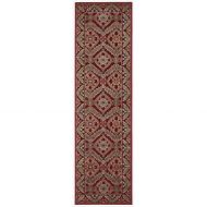 Rug Squared Corona Traditional Rug Runner (CRA24), 2-Feet 3-Inches by 8-Feet, Red