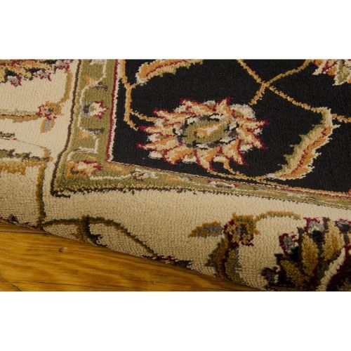  Rug Squared Mariposa Traditional Round Rug (MAR09), 5-Feet 3-Inches by 5-Feet 3-Inches, Black