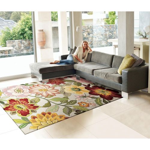  Rug Squared Laurel Floral Area Rug (LA18), 5-Feet by 7-Feet 6-Inches, Ivory