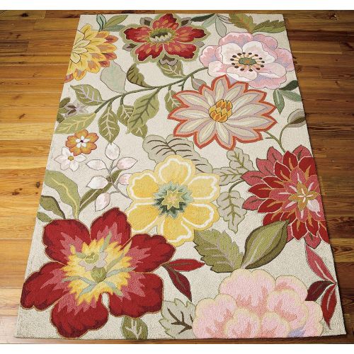  Rug Squared Laurel Floral Area Rug (LA18), 5-Feet by 7-Feet 6-Inches, Ivory