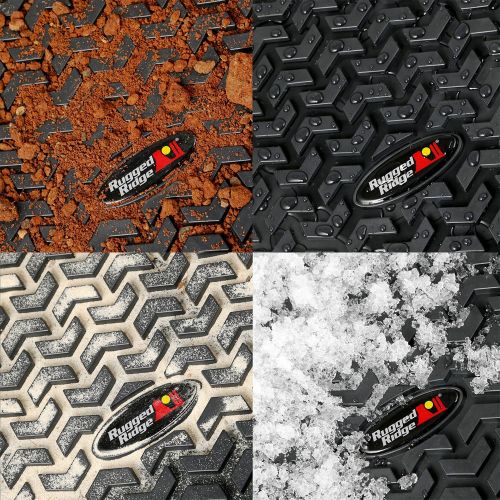  Rugged Ridge All-Terrain 12987.20 Black Front and Rear Floor Liner Kit For Select Jeep Cherokee Models