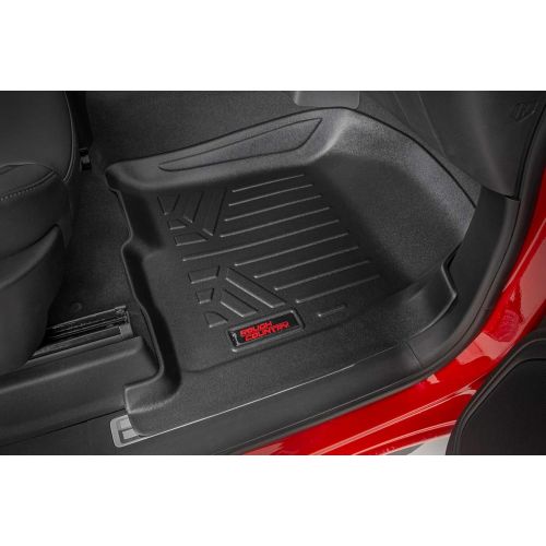  Rugged Rough Country Floor Liners Compatible w/ 2007-2013 Jeep Wrangler JK 4DR 1st 2nd Row Black Weather Floor Mats M-60712