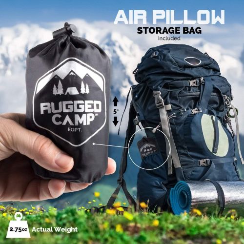  Rugged Camp Camping Pillow - Inflatable Pillow - Camp Pillows - Multiple Colors - Compressible Backpacking Pillow, Beach Pillow, Ergonomic Neck Air Pillow & Lumbar Pillow - Use as a Beach Pill