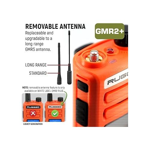  Rugged GMRS Two Way Handheld Radio Walkie Talkie for Hiking Camping Overlanding Off Road - Features Safety Orange Long Range Weather Channels and Rechargeable Battery