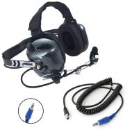 Rugged Radios H41-CF Carbon Fiber Style Behind The Head Two Way Radio Headset with CC-Off Coil Cord Adapter for Offroad Jacks & Intercoms