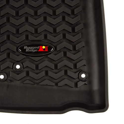  Rugged Ridge All-Terrain 12987.01 Black Front and Rear Floor Liner Kit For 2007-2018 Jeep Wrangler JKU Models