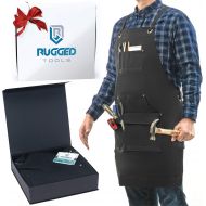 [아마존베스트]Rugged Tools Work Apron - Heavy Duty Canvas Shop Apron with Tool Pockets (Black)