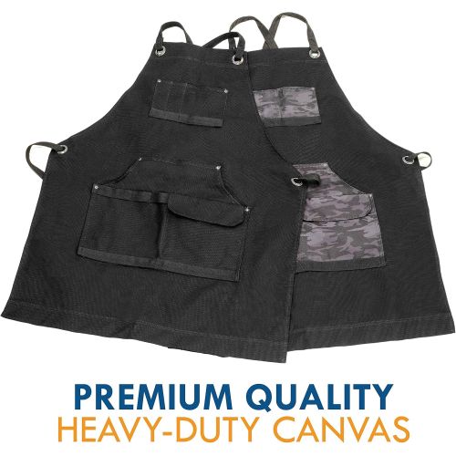  [아마존베스트]Rugged Tools Work Apron - Heavy Duty Canvas Shop Apron with Tool Pockets (Black)