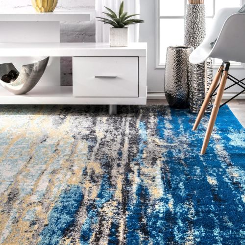  Rugs USA Traditional Vintage Abstract Waterfall Blue Area Rugs, 4 Feet by 6 Feet (4 x 6)