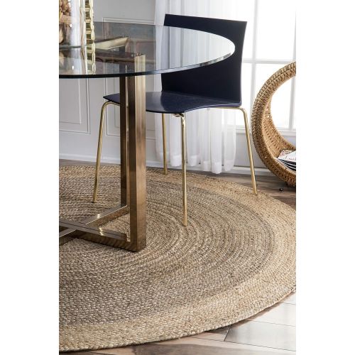  Rugs USA Handmade Natural Fibers Border Jute Grey Area Rugs, 8 Feet Diameter (8 Round)