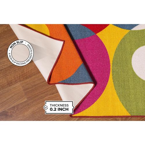  Rugshop Modern Contemporary Circles Non-Slip (Non-Skid) Area Rug 20 X 30 Multi