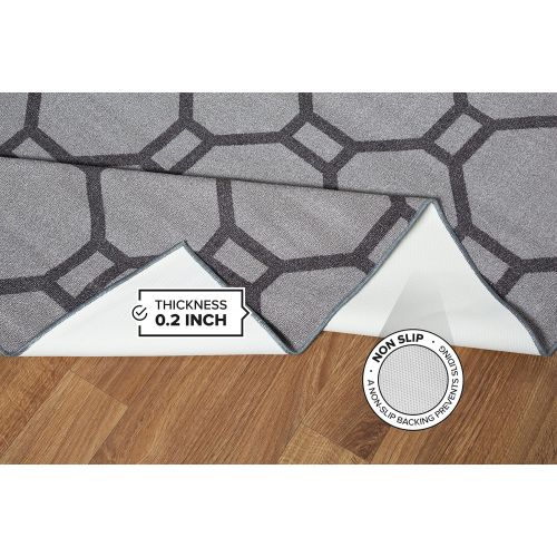  Rugshop Contemporary Geometric Non-Slip (Non-Skid) Area Rug 20 X 30 Gray