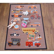 Rugshop Kids Play Transportation Non-Slip (Non-Skid) Area Rug 5 X 7 Multi