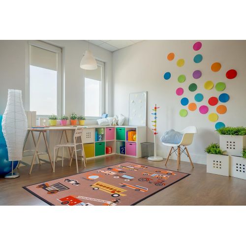  Rugshop Kids Play Transportation Non-Slip (Non-Skid) Area Rug 5 X 7 Multi