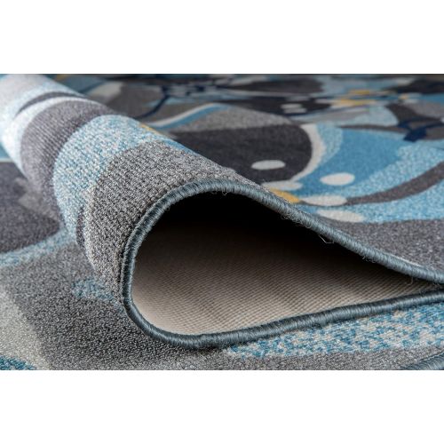  Rugshop Modern Large Floral Non-Slip (Non-Skid) Area Rug Runner 2 X 7 (22 X 84) Gray-Blue