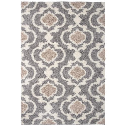  Rugshop Cozy Moroccan Trellis Indoor Shag Area Rug, 33 x 5, Gray/Cream