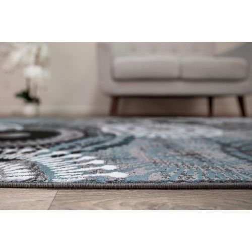  Rugshop Contemporary Circles Area Rug, 33 x 53, Blue/Gray