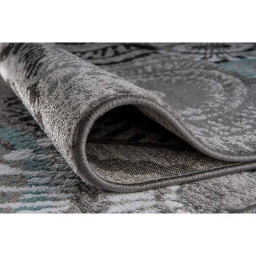  Rugshop Contemporary Circles Area Rug, 33 x 53, Blue/Gray