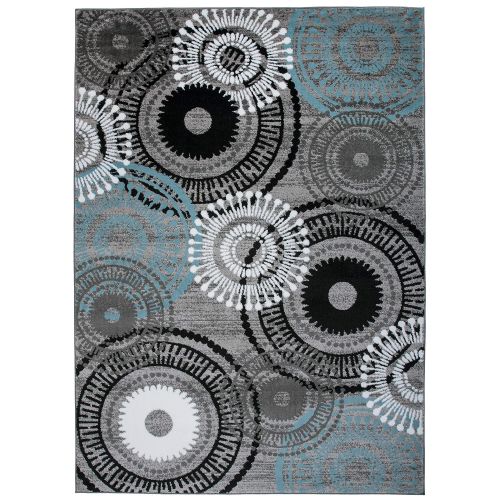  Rugshop Contemporary Circles Area Rug, 33 x 53, Blue/Gray