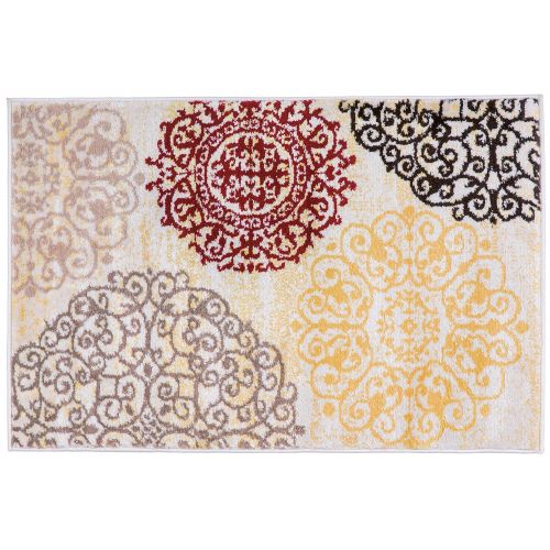  Rugshop Contemporary Modern Floral Indoor Soft Area Rug, 2 x 3, Cream