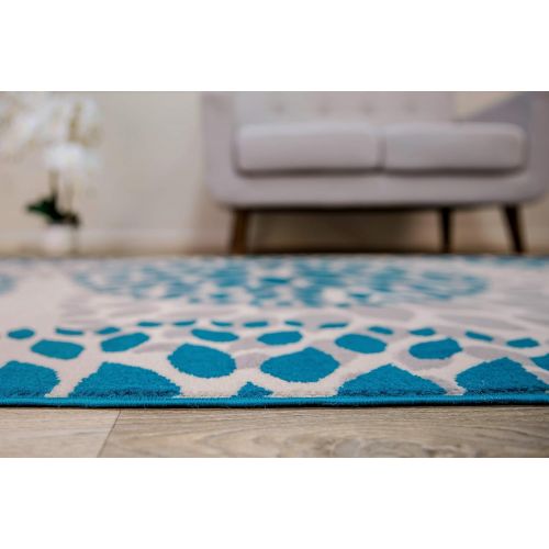  Rugshop Modern Floral Circles Design Area Rug 31 x 5 Blue