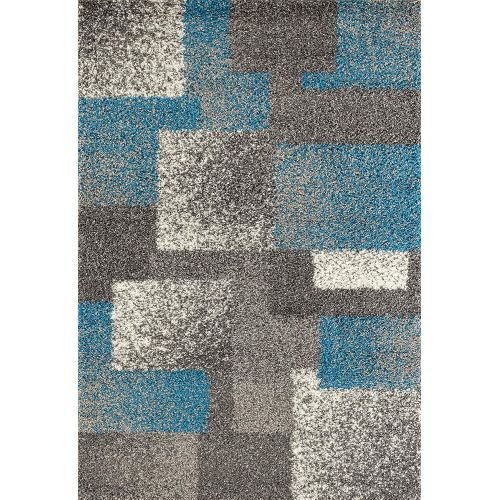  Rugshop Cozy Contemporary Geometric Boxes Shag Area Rug 710 X 10 GrayBlue