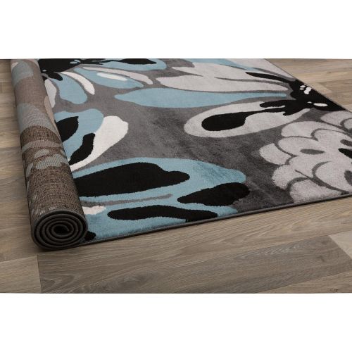  Rugshop Modern Flowers Area Rug 5 3 x 7 3 Blue