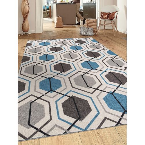  Rugshop Contemporary Geometric Stripe Non-Slip (Non-Skid) Area Rug 5 X 7 (5 3 X 7 3) Yellow