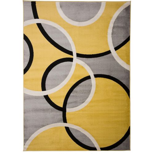  Rugshop Contemporary Abstract Circles Area Rug 5 3 x 7 3 Yellow