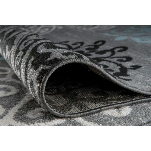  Rugshop Contemporary Modern Floral Indoor Soft Area Rug 53 x 73 Gray