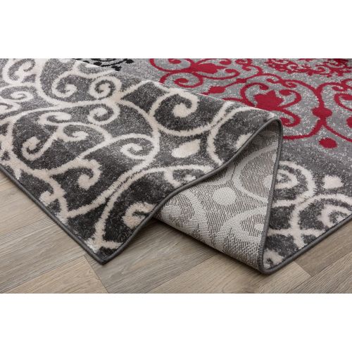  Rugshop Contemporary Modern Floral Indoor Soft Area Rug 53 x 73 Gray